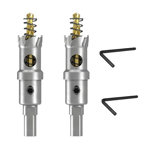 2 Stück 7/8 Zoll TCT Lochsägen-Set für Hartmetall, robustes Wolframkarbidbestücktes Lochschneidewerkzeug mit federbelastetem Führungsbohrer, für Metalle, Edelstahl, Eisen, Holz, Kunststoffe 2 Stück 7/8 Zoll TCT Lochsägen-Set für Hartmetall, robustes Wolframkarbidbestücktes Lochschneidewerkzeug mit federbelastetem Führungsbohrer, für Metalle, Edelstahl, Eisen, Holz, Kunststoffe von AHHKZT