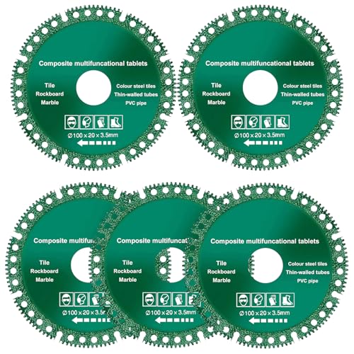 5 Stück 10,2 cm unzerstörbare Scheibe für Schleifer, Winkelschleifer, Trennscheibe, Verbund-Multifunktions-Trennscheibe, für multifunktionale Schneidmesser für verschiedene Materialien, Grün 5 Stück 10,2 cm unzerstörbare Scheibe für Schleifer, Winkelschleifer, Trennscheibe, Verbund-Multifunktions-Trennscheibe, für multifunktionale Schneidmesser für verschiedene Materialien, Grün von AHHKZT
