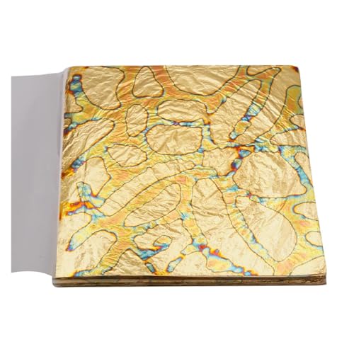 AHIOJEGX Blattgold Bunte, Bunte Goldfolie, 50 Stück/Broschüre, for DIY-Nagelvergoldung, Bastelpapier, Möbeldekoration, 14 x 14 cm(Blue) von AHIOJEGX
