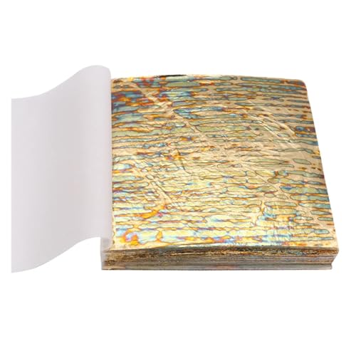 AHIOJEGX Blattgold Bunte, Bunte Goldfolie, 50 Stück/Broschüre, for DIY-Nagelvergoldung, Bastelpapier, Möbeldekoration, 14 x 14 cm(DEEP Blue) von AHIOJEGX
