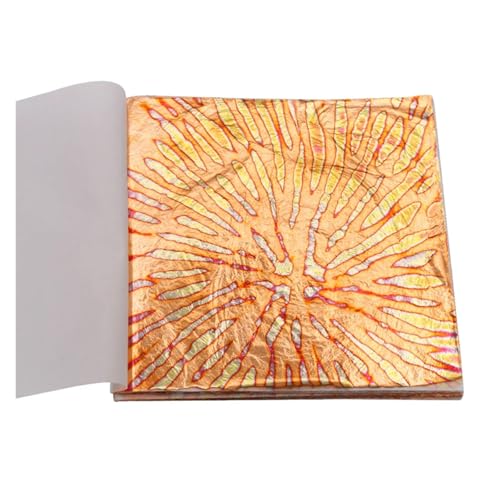 AHIOJEGX Blattgold Bunte, Bunte Goldfolie, 50 Stück/Broschüre, for DIY-Nagelvergoldung, Bastelpapier, Möbeldekoration, 14 x 14 cm(Orange) von AHIOJEGX