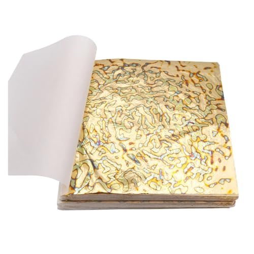 AHIOJEGX Blattgold Bunte, Bunte Goldfolie, 50 Stück/Broschüre, for DIY-Nagelvergoldung, Bastelpapier, Möbeldekoration, 14 x 14 cm(Plum) von AHIOJEGX