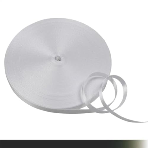 AHIOJEGX Gurtband 45 Meter 10 mm buntes Nylon-Gurtband, Schrägband for handgefertigte Arbeitskarten, Gurt, Kleidung, Nähzubehör(White) von AHIOJEGX