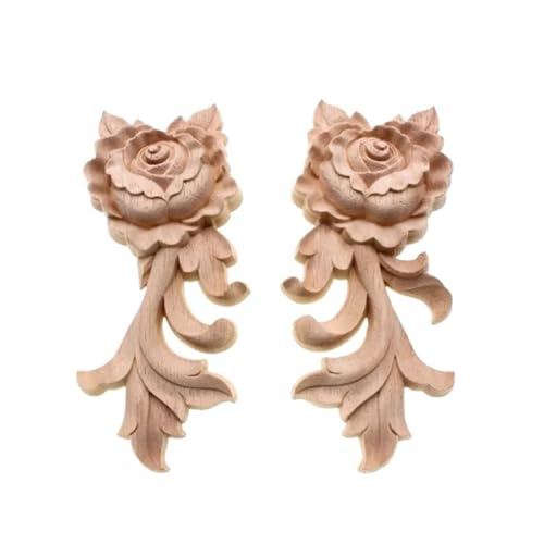 AHIOJEGX Holzornamente für Möbel Blumenholz geschnitzter Aufkleber, Eckapplikationen, Rahmen, Wand, Türen, Möbel, Holzschnitzerei, dekorative Holzfiguren, Kunsthandwerk(Left Right,1PC) von AHIOJEGX