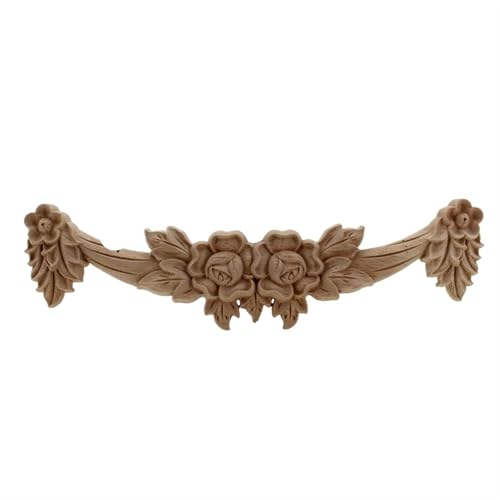 AHIOJEGX Holzornamente für Möbel Rose Floral Holz geschnitzt Aufkleber Ecke Applikation dekorieren Rahmen Wand Türen Möbel Holzfiguren Schrank dekorativ(25cmX6.5cm) von AHIOJEGX