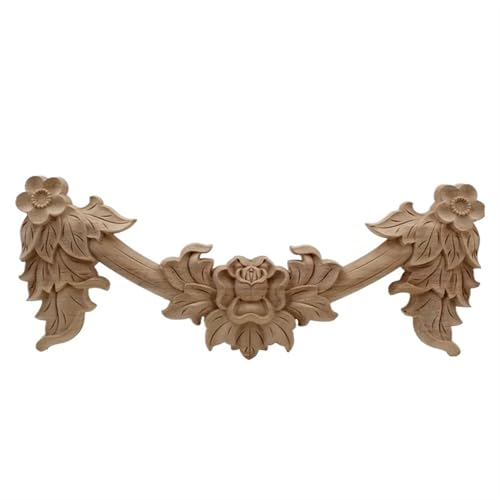 AHIOJEGX Holzornamente für Möbel Rose Floral Holz geschnitzt Aufkleber Ecke Applikation dekorieren Rahmen Wand Türen Möbel Holzfiguren Schrank dekorativ(39cmX14.5cm) von AHIOJEGX