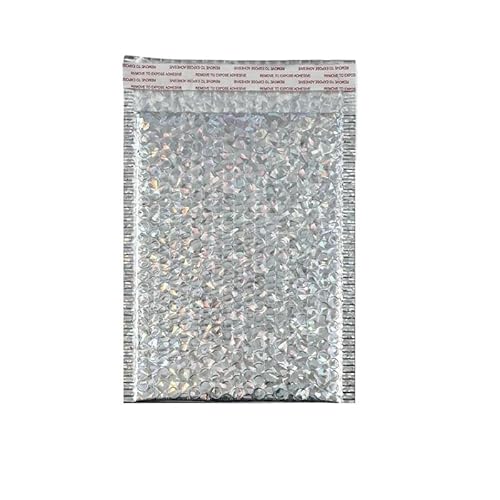 AHIOJEGX Versandtaschen 100 Stück Laser-Silber-Versandumschläge, wasserdichte Kuriertasche, gepolsterte Luftpolsterumschläge, Packtasche for den Versand(Silvery,13 * 15cm) von AHIOJEGX