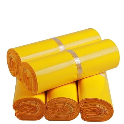 AHIOJEGX Versandtaschen 100 Teile/los Weiße Kuriertasche Express Umschlag Aufbewahrungsbeutel Versandtaschen Selbstklebende Dichtung PE Kunststoffbeutel Versandverpackung(Yellow,17 30cm) von AHIOJEGX