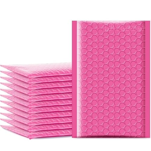 AHIOJEGX Versandtaschen 50 Stück Bunte Luftpolsterumschläge, wasserdichte Kuriertaschen, Luftpolstertaschen, Verpackungsbeutel for den Versand(Pink,15 * 20cm) von AHIOJEGX