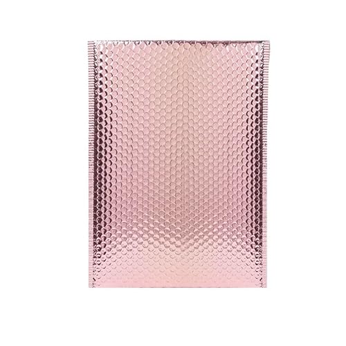 AHIOJEGX Versandtaschen 50 Stück Laser-Silber-Versandumschläge, wasserdichte Kuriertasche, gepolsterte Luftpolsterumschläge, Verpackungsbeutel for den Versand(Rose Gold,15 * 20cm) von AHIOJEGX