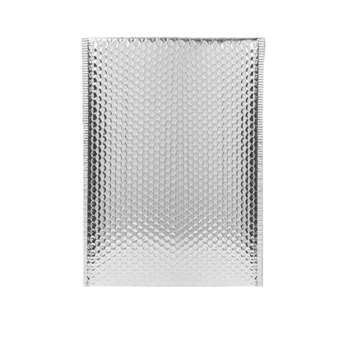 AHIOJEGX Versandtaschen 50 Stück Laser-Silber-Versandumschläge, wasserdichte Kuriertasche, gepolsterte Luftpolsterumschläge, Verpackungsbeutel for den Versand(Silver,15 * 20cm) von AHIOJEGX