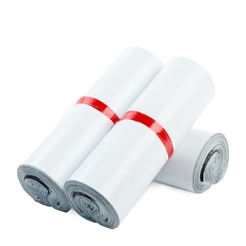 AHIOJEGX Versandtaschen 50 Stück PE Poly Mailer Versandtasche Express Box Kleidung T-Shirt Umschlag Kunststoff Kleid Handschuhe Müll Klebebeutel(White,35x45cm) von AHIOJEGX
