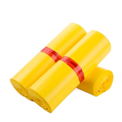 AHIOJEGX Versandtaschen 50 Stück PE Poly Mailer Versandtasche Express Box Kleidung T-Shirt Umschlag Kunststoff Kleid Handschuhe Müll Klebebeutel(Yellow,35x45cm) von AHIOJEGX