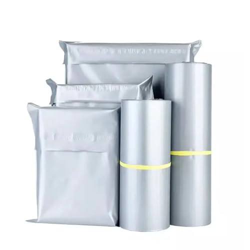 AHIOJEGX Versandtaschen 50 Stück individuelle Mailing-Posttaschen, Silbergrau, wasserdichte Kleidung, Umschläge, Aufbewahrungstasche, PE-Logistik-Kurier-Verpackungsbeutel(42x55cm 50pcs) von AHIOJEGX