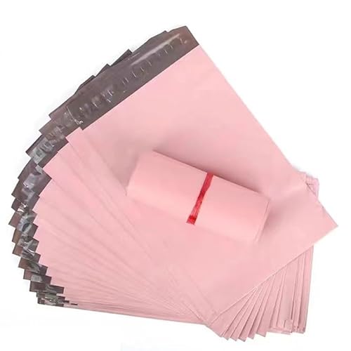 AHIOJEGX Versandtaschen 50 Stück rosa Poly-Mailer-Versandtaschen, wasserdichte Versandtaschen, Selbstklebende Post-Transporttaschen, verdickte Kuriertasche, 16 Größen(15X27cm 50pcs) von AHIOJEGX