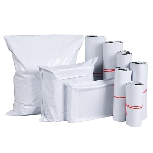 AHIOJEGX Versandtaschen 50 Stück weiße Versandtaschen, Express-Umschlag-Aufbewahrungstaschen, Kurier-Versandtaschen, Selbstklebende Dichtung, Kunststoff-Verpackungsbeutel(50pcs 45x60cm) von AHIOJEGX