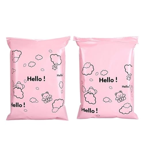 AHIOJEGX Versandtaschen 50 Stücke Lila Farbe Kunststoff Logistik Versandtasche Bärendruck Kurierpostbeutel Selbstversiegelung Express Party Geschenke Aufbewahrungsbeutel(Pink Bear,38x52cm) von AHIOJEGX