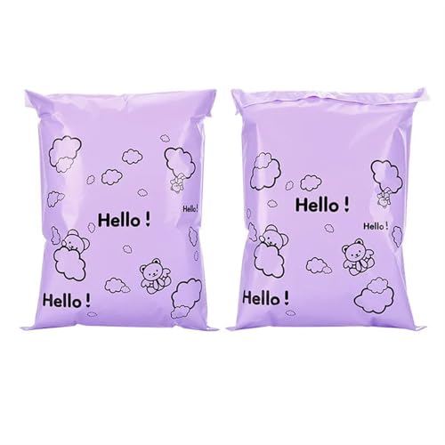 AHIOJEGX Versandtaschen 50 Stücke Lila Farbe Kunststoff Logistik Versandtasche Bärendruck Kurierpostbeutel Selbstversiegelung Express Party Geschenke Aufbewahrungsbeutel(Purple Bear,38x52cm) von AHIOJEGX