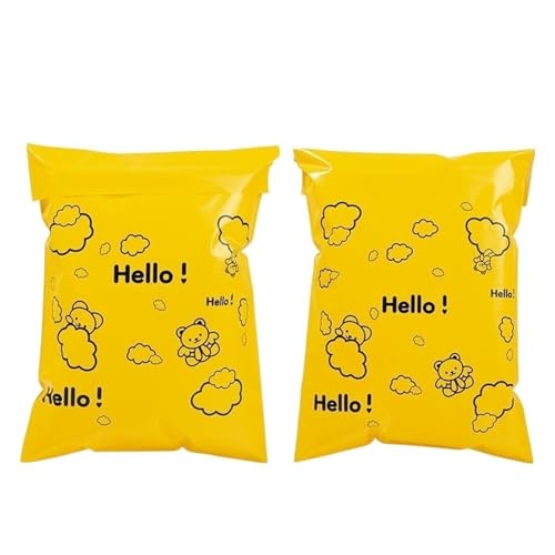 AHIOJEGX Versandtaschen 50 Stücke Lila Farbe Kunststoff Logistik Versandtasche Bärendruck Kurierpostbeutel Selbstversiegelung Express Party Geschenke Aufbewahrungsbeutel(Yellow Bear,35x52cm) von AHIOJEGX