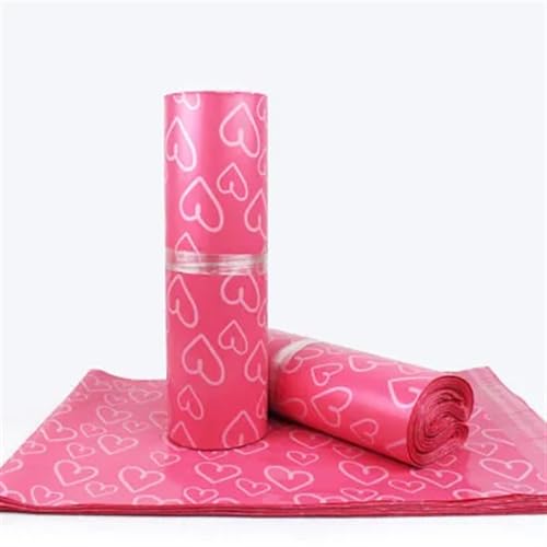 AHIOJEGX Versandtaschen 50 Teile/los Große Kuriertaschen Matt Rosa Herz Muster Selbst-Dichtung Klebe Tasche Matte Material Umschlag Mailer Post Versandtasche(Pink,38x52cm) von AHIOJEGX