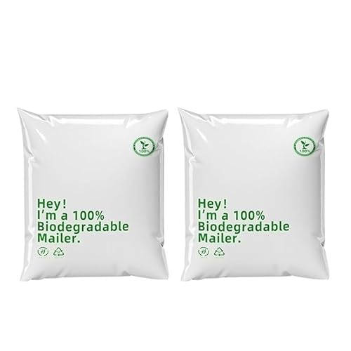 Versandtaschen 100 Stück biologisch abbaubare Express-Versandtaschen, Umschläge, Kuriertaschen, umweltfreundliche Lieferung, Paketversiegelung, Kunststoff-Transportbeutel(28x42cm(Use28x38cm)) von AHIOJEGX