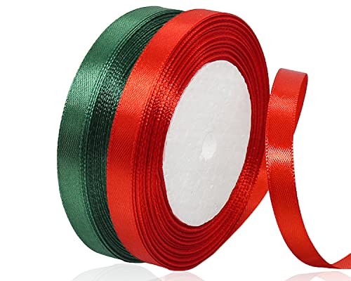 Geschenkband Weihnachten 10mm Rot und Grün Xmas Satinband 2 Rollen/45 Meter Schleifenband Stoffband für Geschenkverpackung, Weihnachtsbaum Dekoration, Weinachts Dekoration Geschenkband Weihnachten 10mm Rot und Grün Xmas Satinband 2 Rollen/45 Meter Schleifenband Stoffband für Geschenkverpackung, Weihnachtsbaum Dekoration, Weinachts Dekoration von AHOMAME