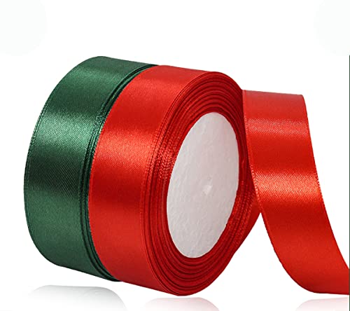 Geschenkband Weihnachten 25mm Rot und Grün Xmas Satinband 2 Rollen/45 Meter Breit Schleifenband Stoffband für Geschenkverpackung, Weihnachtsbaum Dekoration, Weinachts Dekoration Geschenkband Weihnachten 25mm Rot und Grün Xmas Satinband 2 Rollen/45 Meter Breit Schleifenband Stoffband für Geschenkverpackung, Weihnachtsbaum Dekoration, Weinachts Dekoration von AHOMAME