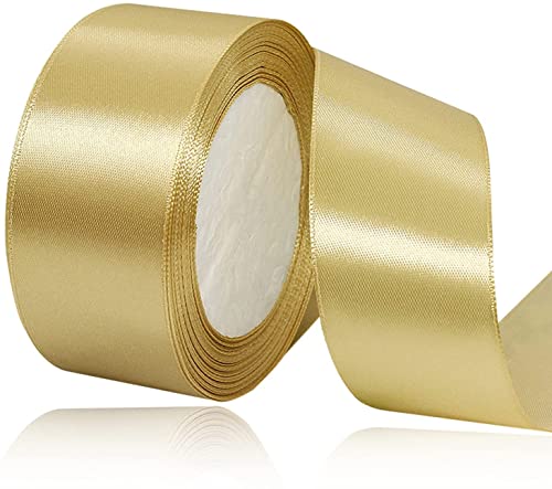 Gold Geschenkband 40mm, 22 Meters Dekoration Satinband breit Schleifenband, Stoffband für Hochzeit, Taufe und Geburtstag Geschenke Gold Geschenkband 40mm, 22 Meters Dekoration Satinband breit Schleifenband, Stoffband für Hochzeit, Taufe und Geburtstag Geschenke von AHOMAME