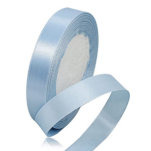 Hellblaues Satinband, 1,5 cm x 22,7 m, einfarbiges Stoffband für Geschenkverpackungen, Bastelarbeiten, Haarschleifen, Kranz, Hochzeits-Party-Dekoration und Nähprojekte. von AHOMAME