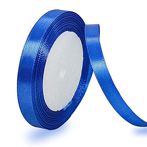 Satinband Blau 10mm, 22 Meters Dekoration Geschenkband breit Schleifenband, Stoffband für Hochzeit, Taufe und Geburtstag Geschenke von AHOMAME