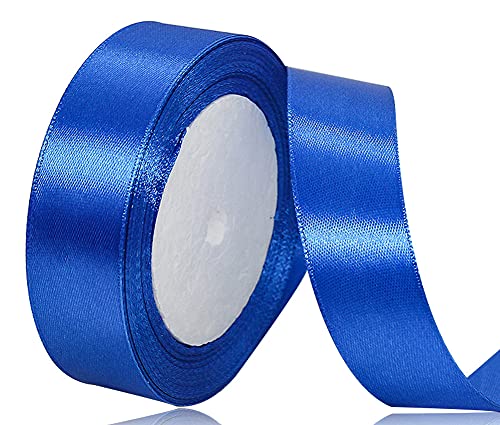 Satinband Blau 20mm, 22 Meters Dekoration Geschenkband breit Schleifenband, Stoffband für Hochzeit, Taufe und Geburtstag Geschenke von AHOMAME