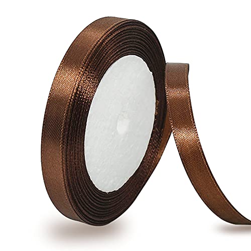 Satinband Braun 10mm, 22 Meters Dekoration Geschenkband breit Schleifenband, Stoffband für Hochzeit, Taufe und Geburtstag Geschenke Satinband Braun 10mm, 22 Meters Dekoration Geschenkband breit Schleifenband, Stoffband für Hochzeit, Taufe und Geburtstag Geschenke von AHOMAME