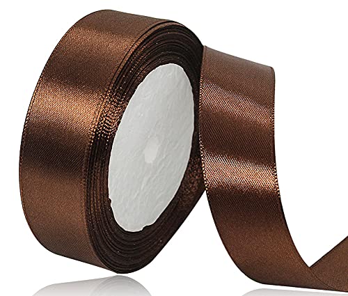 Satinband Braun 25mm, 22 Meters Dekoration Geschenkband breit Schleifenband, Stoffband für Hochzeit, Taufe und Geburtstag Geschenke Satinband Braun 25mm, 22 Meters Dekoration Geschenkband breit Schleifenband, Stoffband für Hochzeit, Taufe und Geburtstag Geschenke von AHOMAME
