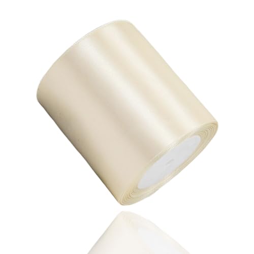 Satinband Creme 100mm, 22 Meters Beige Dekoration Geschenkband breit Schleifenband, Stoffband für Hochzeit, Taufe und Geburtstag Geschenke Satinband Creme 100mm, 22 Meters Beige Dekoration Geschenkband breit Schleifenband, Stoffband für Hochzeit, Taufe und Geburtstag Geschenke von AHOMAME