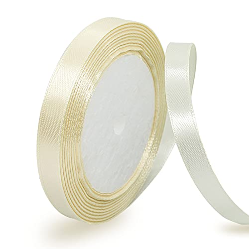Satinband Creme 10mm, 22 Meters Beige Dekoration Geschenkband breit Schleifenband, Stoffband für Hochzeit, Taufe und Geburtstag Geschenke von AHOMAME