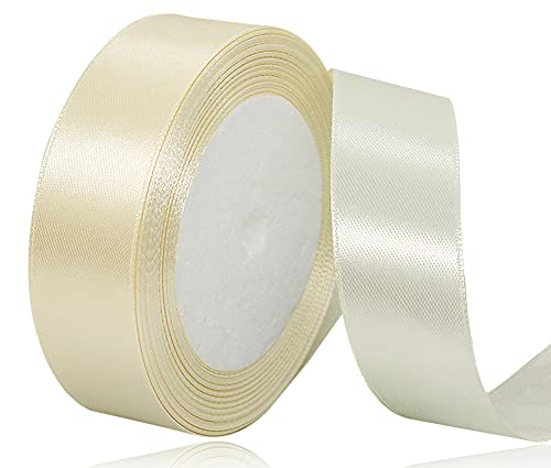 Satinband Creme 25mm, 22 Meters Beige Dekoration Geschenkband breit Schleifenband, Stoffband für Hochzeit, Taufe und Geburtstag Geschenke Satinband Creme 25mm, 22 Meters Beige Dekoration Geschenkband breit Schleifenband, Stoffband für Hochzeit, Taufe und Geburtstag Geschenke von AHOMAME