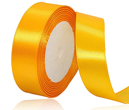 Satinband Gelb 20mm, 22 Meters Dekoration Geschenkband breit Schleifenband, Stoffband für Hochzeit, Taufe und Geburtstag Geschenke Satinband Gelb 20mm, 22 Meters Dekoration Geschenkband breit Schleifenband, Stoffband für Hochzeit, Taufe und Geburtstag Geschenke von AHOMAME