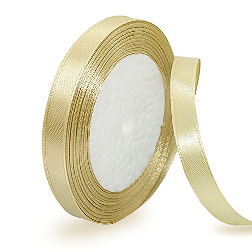 Satinband Gold 10mm, 22 Meters Dekoration Geschenkband breit Schleifenband, Stoffband für Hochzeit, Taufe und Geburtstag Geschenke von AHOMAME