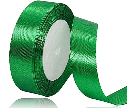 Satinband Grün 20mm, 22 Meters Dekoration Geschenkband breit Schleifenband, Stoffband für Hochzeit, Taufe und Geburtstag Geschenke von AHOMAME