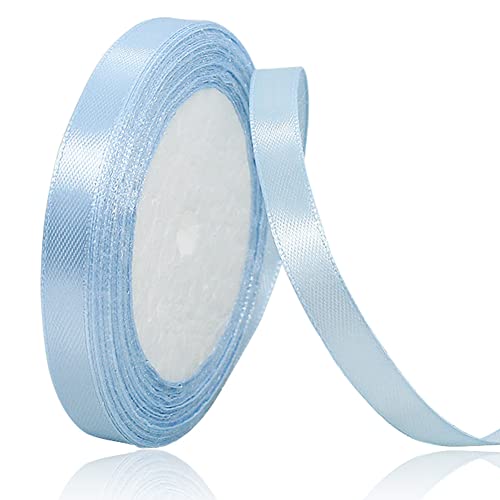 Satinband Hellblau 10mm, 22 Meters Dekoration Geschenkband breit Schleifenband, Stoffband für Hochzeit, Taufe und Geburtstag Geschenke von AHOMAME