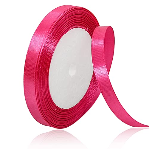 Satinband Magenta 10mm, 22 Meters Dekoration Geschenkband breit Schleifenband, Stoffband für Hochzeit, Taufe und Geburtstag Geschenke von AHOMAME