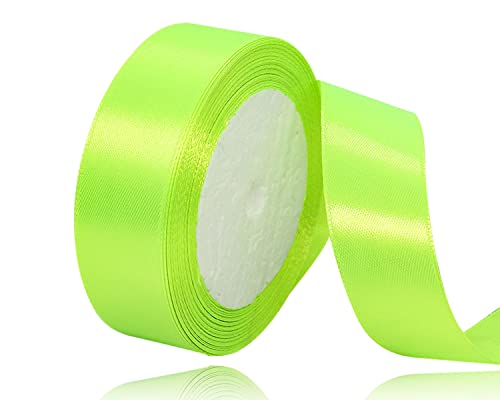 Satinband Neon Gelb 20mm, 22 Meters Dekoration Geschenkband breit Schleifenband, Stoffband für Hochzeit, Taufe und Geburtstag Geschenke von AHOMAME