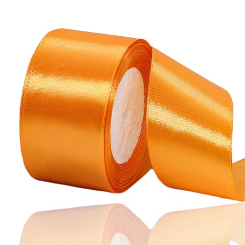 Satinband Orange 50mm, 22 Meters Dekoration Geschenkband breit Schleifenband, Stoffband für Hochzeit, Taufe und Geburtstag Geschenke von AHOMAME