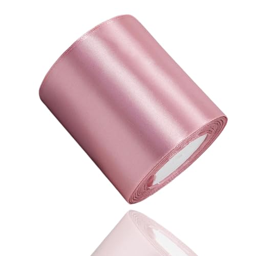 Satinband Roségold 100mm, 22 Meters Dekoration Geschenkband breit Schleifenband, Stoffband für Hochzeit, Taufe und Geburtstag Geschenke von AHOMAME