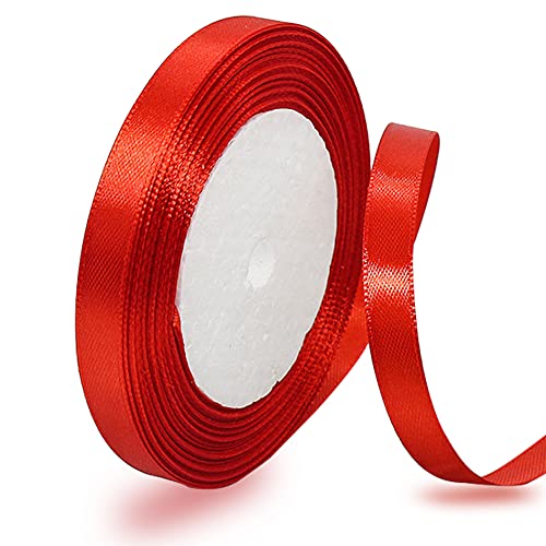 Satinband Rot 10mm, 22 Meters Dekoration Geschenkband breit Schleifenband, Stoffband für Hochzeit, Taufe und Geburtstag Geschenke von AHOMAME
