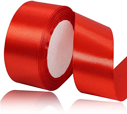 Satinband Rot 40mm, 22 Meters Dekoration Geschenkband breit Schleifenband, Stoffband für Hochzeit, Taufe und Geburtstag Geschenke von AHOMAME