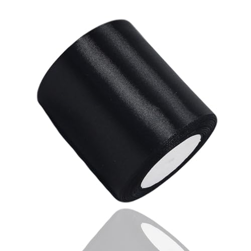 Satinband Schwarz 100mm, 22 Meters Dekoration Geschenkband breit Schleifenband, Stoffband für Hochzeit, Taufe und Geburtstag Geschenke Satinband Schwarz 100mm, 22 Meters Dekoration Geschenkband breit Schleifenband, Stoffband für Hochzeit, Taufe und Geburtstag Geschenke von AHOMAME
