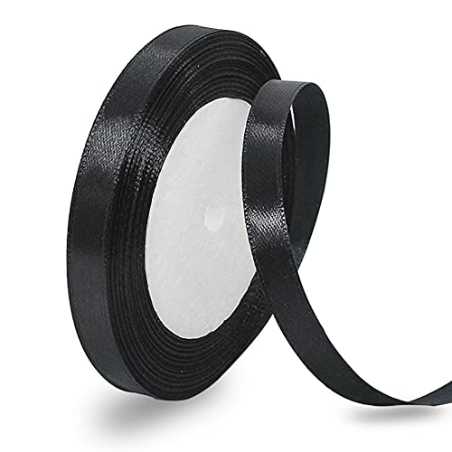 Satinband Schwarz 10mm, 22 Meters Dekoration Geschenkband breit Schleifenband, Stoffband für Hochzeit, Taufe und Geburtstag Geschenke von AHOMAME