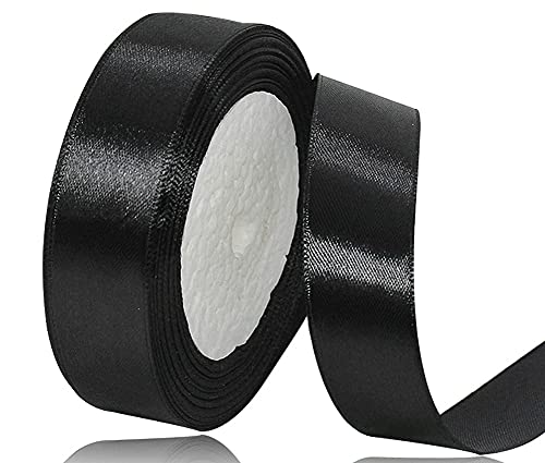 Satinband Schwarz 20mm, 22 Meters Dekoration Geschenkband breit Schleifenband, Stoffband für Hochzeit, Taufe und Geburtstag Geschenke Satinband Schwarz 20mm, 22 Meters Dekoration Geschenkband breit Schleifenband, Stoffband für Hochzeit, Taufe und Geburtstag Geschenke von AHOMAME