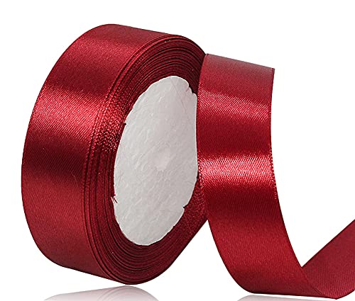 Satinband Weinrot 25mm, 22 Meters Dekoration Geschenkband breit Schleifenband, Stoffband für Hochzeit, Taufe und Geburtstag Geschenke Satinband Weinrot 25mm, 22 Meters Dekoration Geschenkband breit Schleifenband, Stoffband für Hochzeit, Taufe und Geburtstag Geschenke von AHOMAME